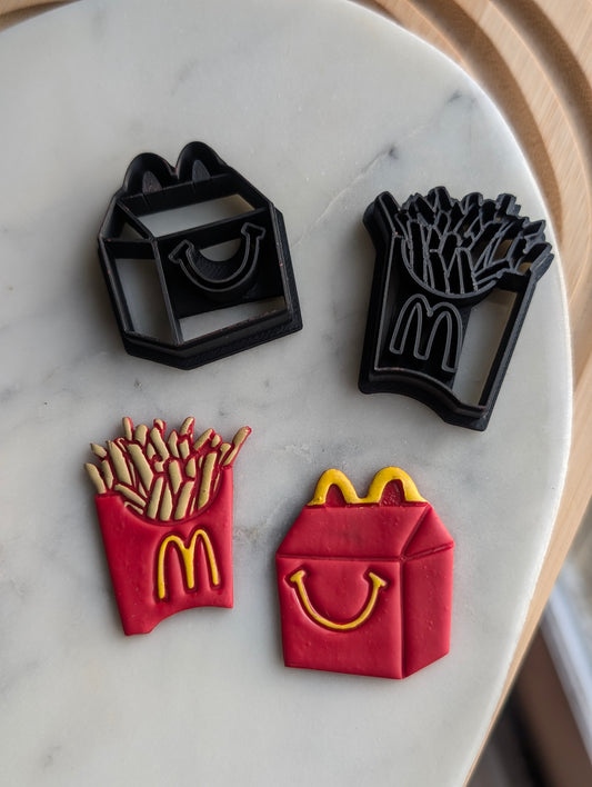 Smiling Meal and Fries Sharp Clay Cutter PAIR