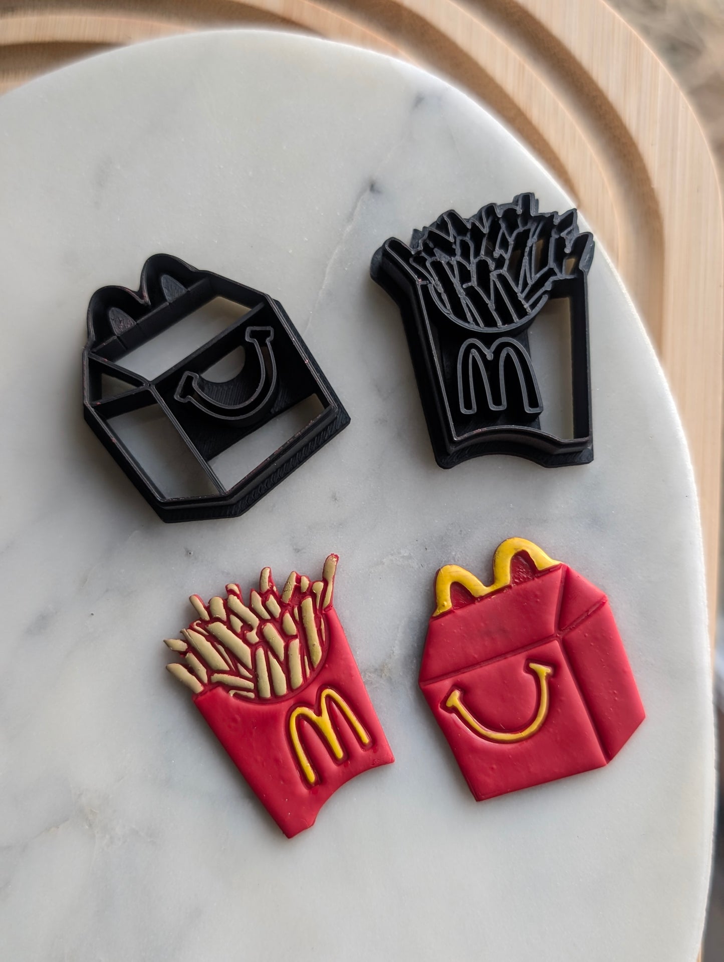 Smiling Meal and Fries Sharp Clay Cutter PAIR