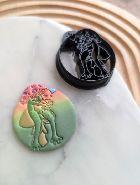 Frog Wearing a Mushroom Hat on a Toadstool Sharp Clay Cutter