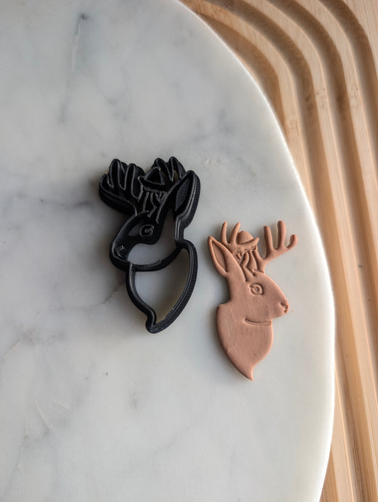 Medium Jackalope Cryptid Side View Sharp Clay Cutter
