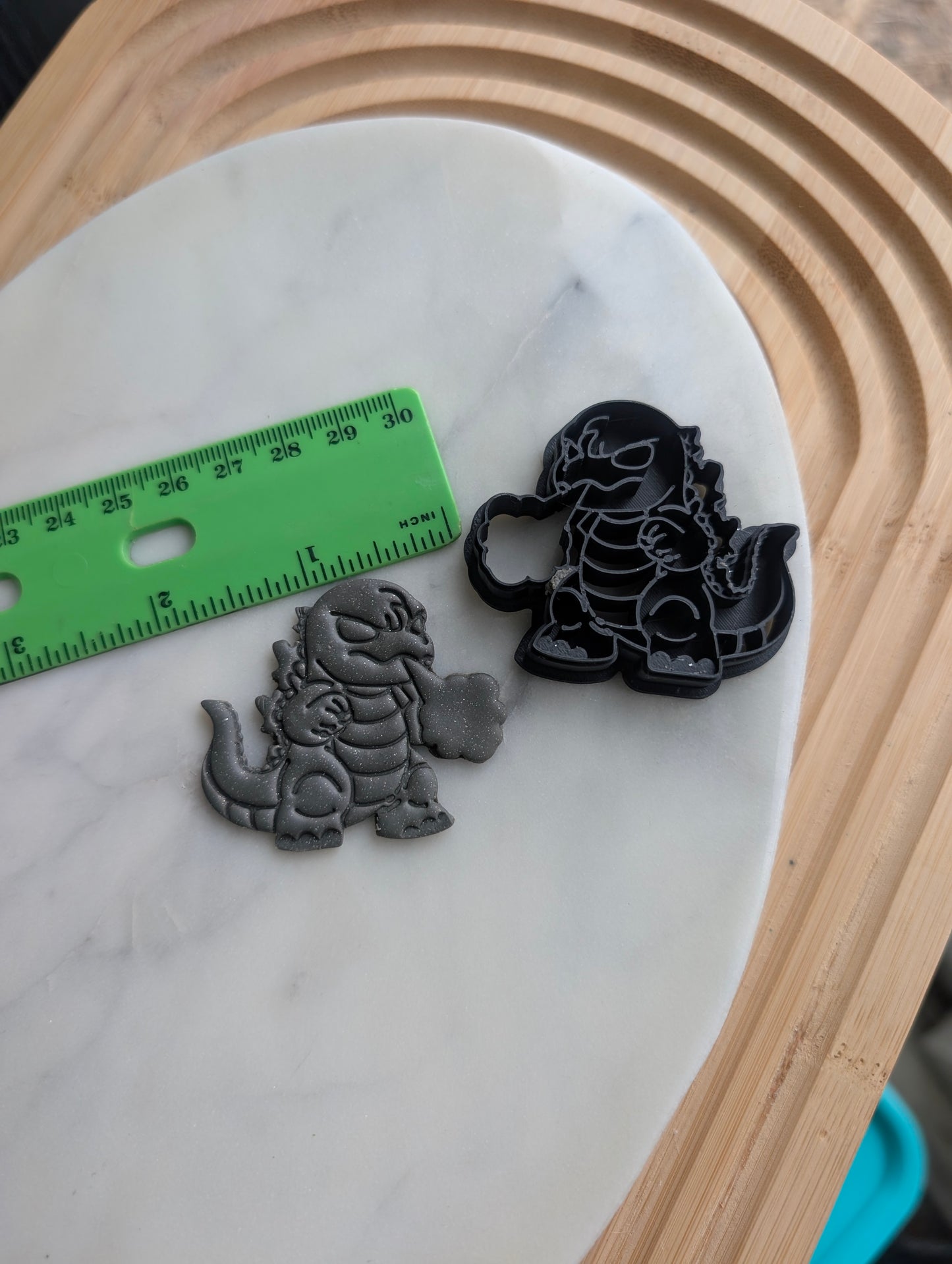 Kaiju Godzilla Blowing Smoke Embossed Sharp Cutter for Clay and More