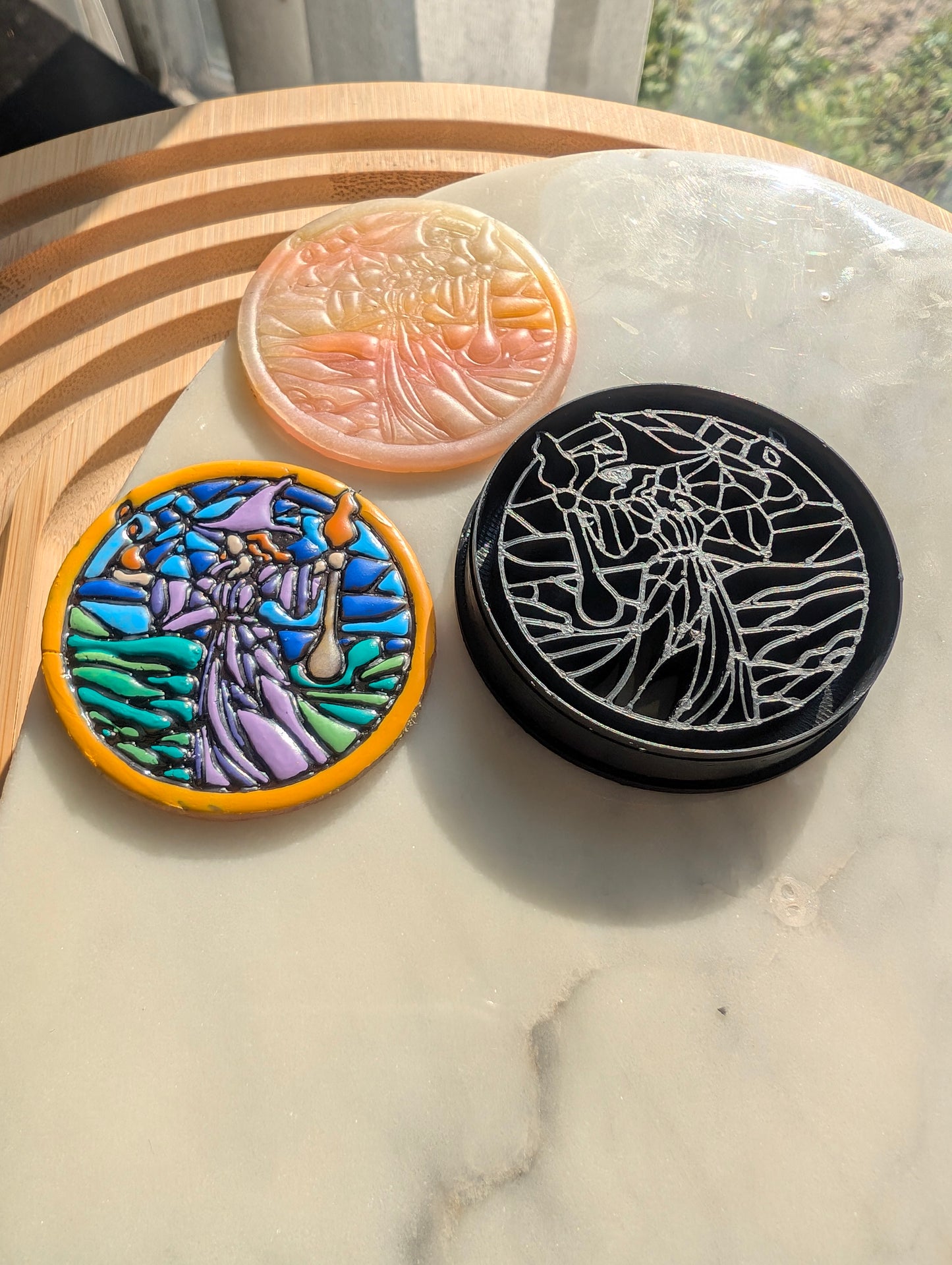 Stained Glass Witch on Simple Background Sharp Clay Cutter