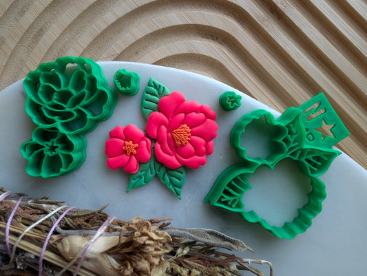 4-Piece Double Blossom Flower Sharp Clay Cutter