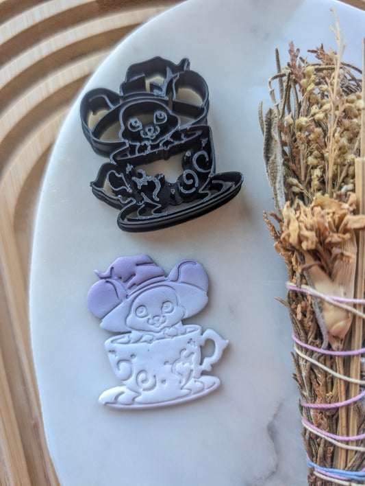 Mouse with a Witch Hat  in a Teacup Sharp Clay Cutter