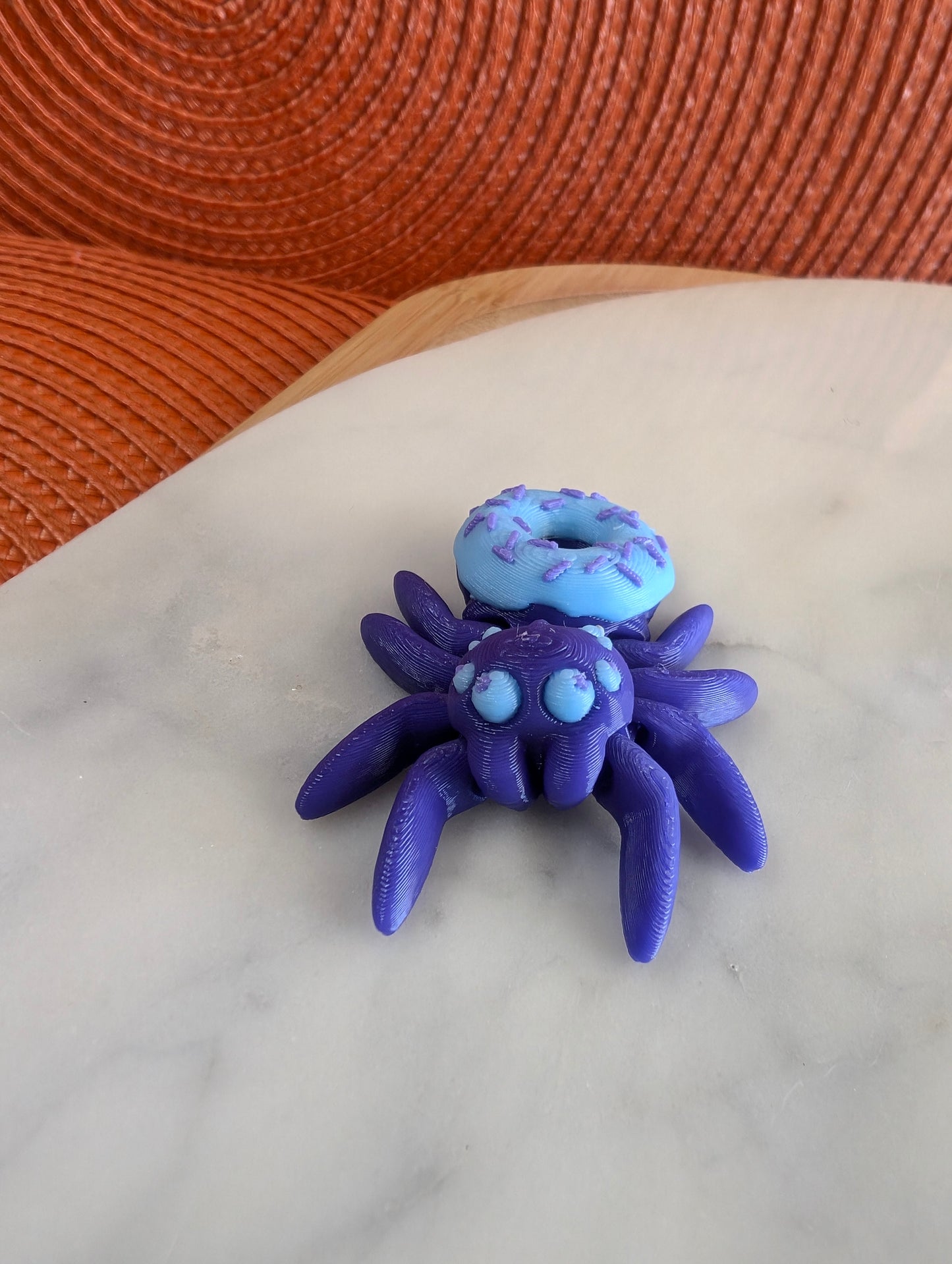 Purple Spider Donut with Glowing Blue Frosting and Violet Sprinkles Small Fidget