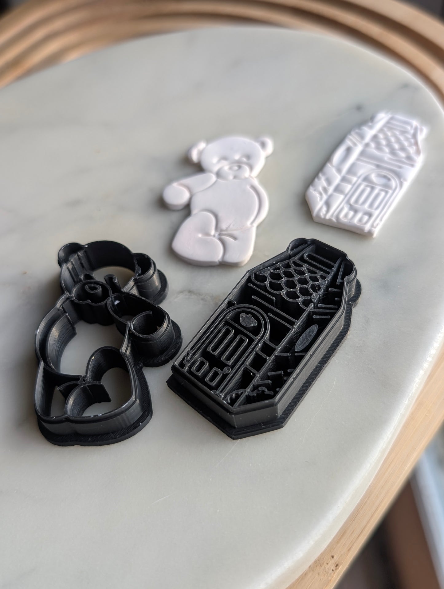 Teddy Bear and His Box House Sharp Clay Cutter PAIR