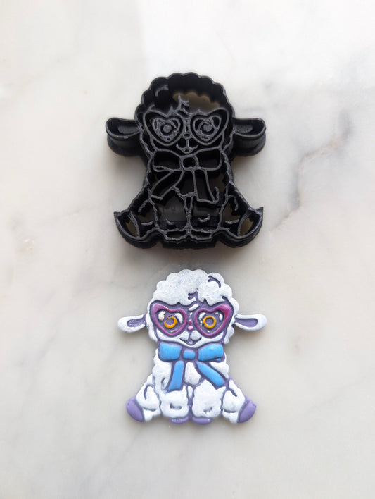 Sheep Wearing Sunglasses and Bow Sharp Clay Cutter