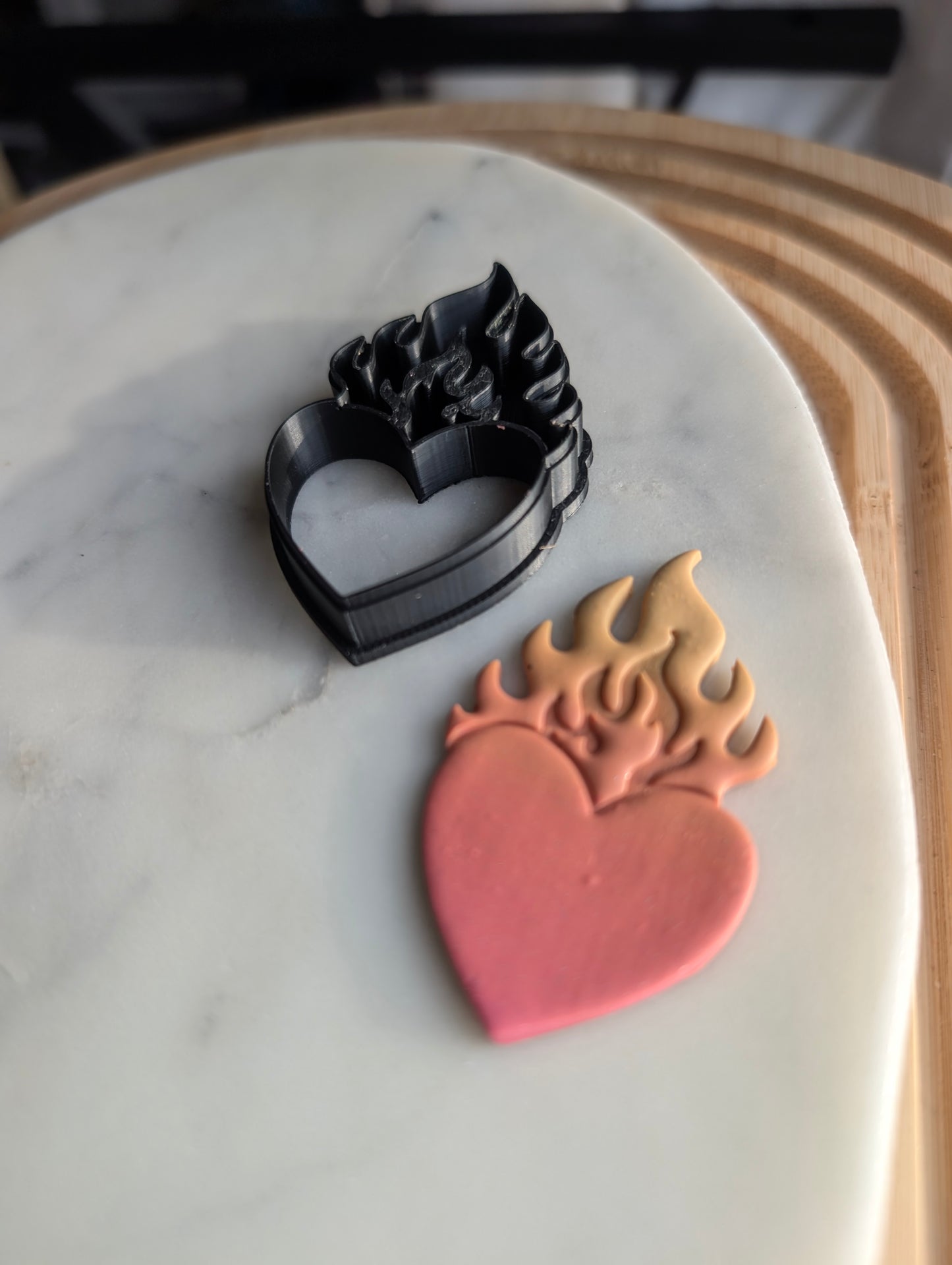 Larger Heart on Fire Sharp Clay Cutter