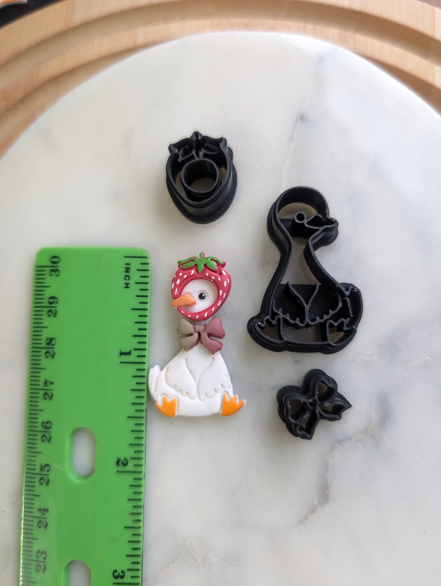 Goose Wearing a Strawberry Hat 3 Piece Sharp Clay Cutter