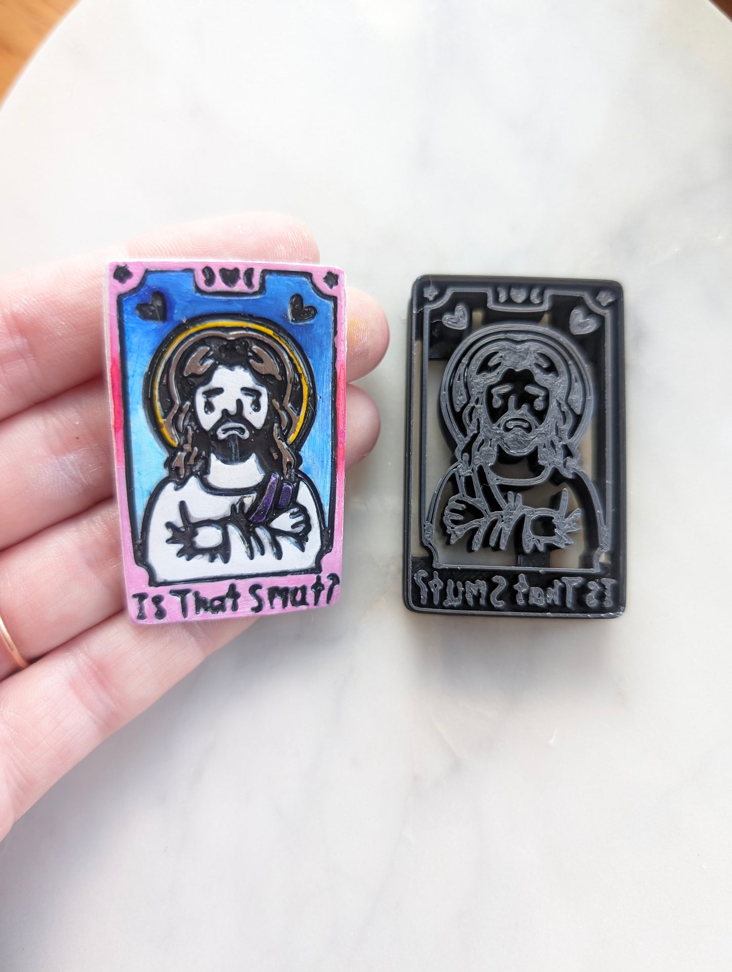 Earring Card of Jesus "Is That Smut" Sharp Clay Cutter