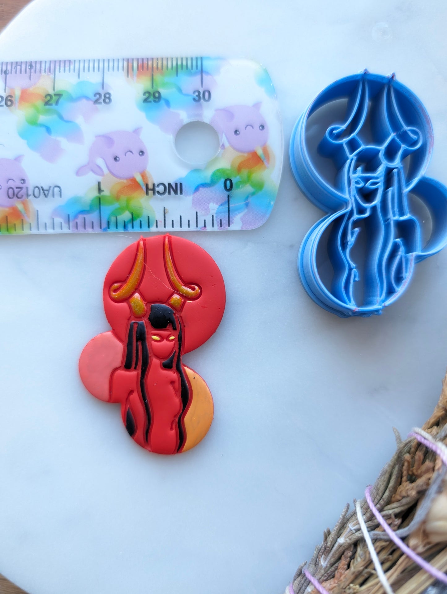 Demon Goddess with Horns on Bubbles Sharp Clay Cutter