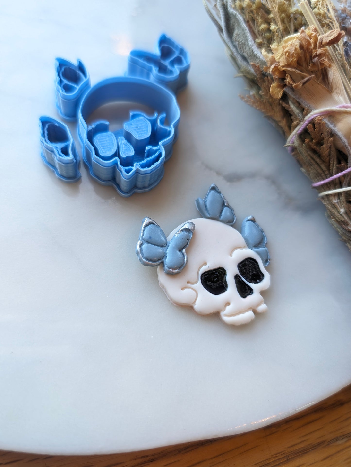 4 Piece Skull with Micro Butterflies Layered Sharp Clay Cutter