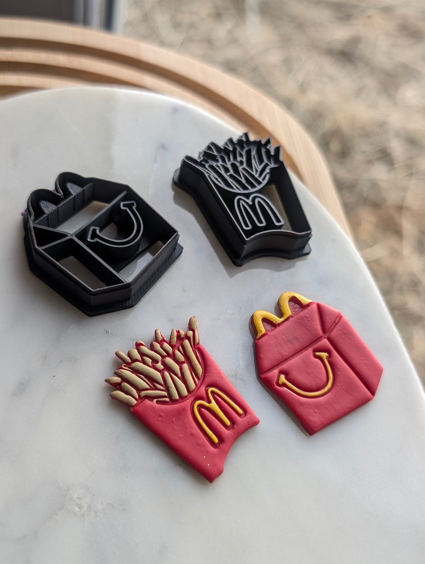 Smiling Meal and Fries Sharp Clay Cutter PAIR