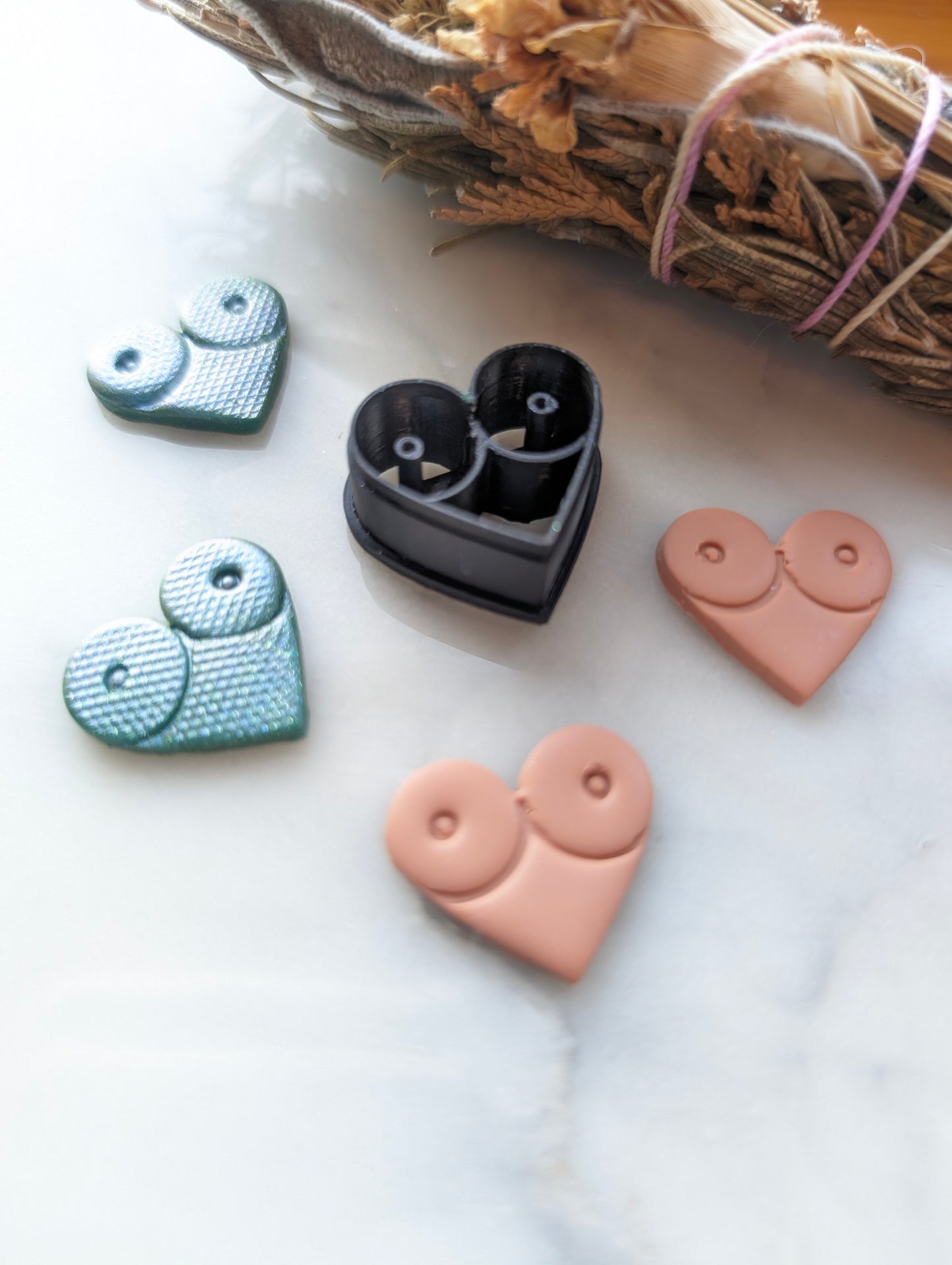 Smaller Boob Heart  - Embossed Sharp Clay Cutter