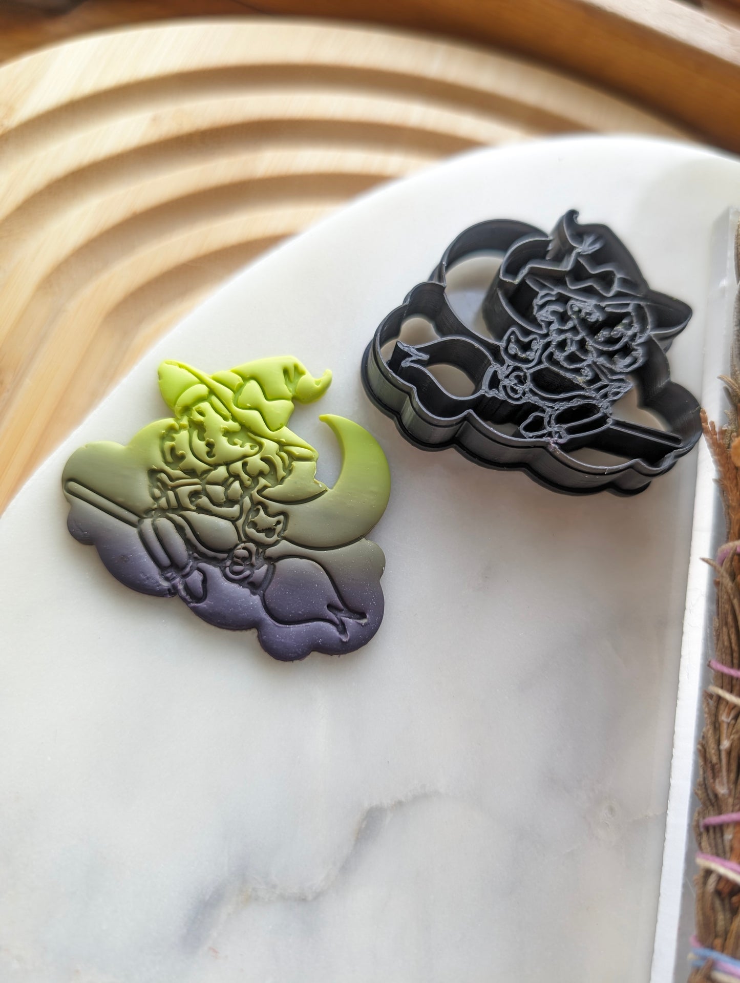 Little Witch and Cat on Clouds Sharp Clay Cutter