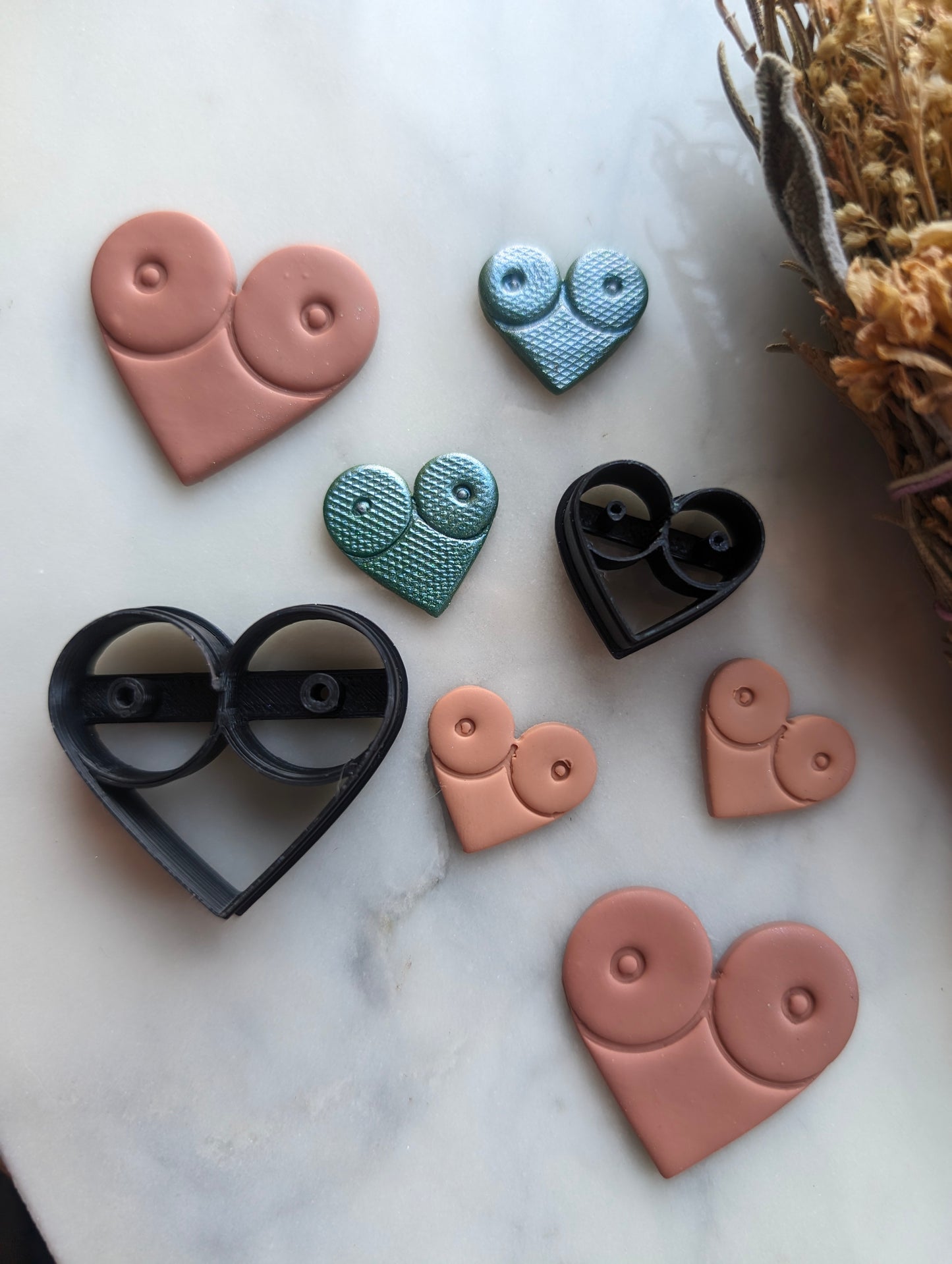 Smaller Boob Heart  - Embossed Sharp Clay Cutter