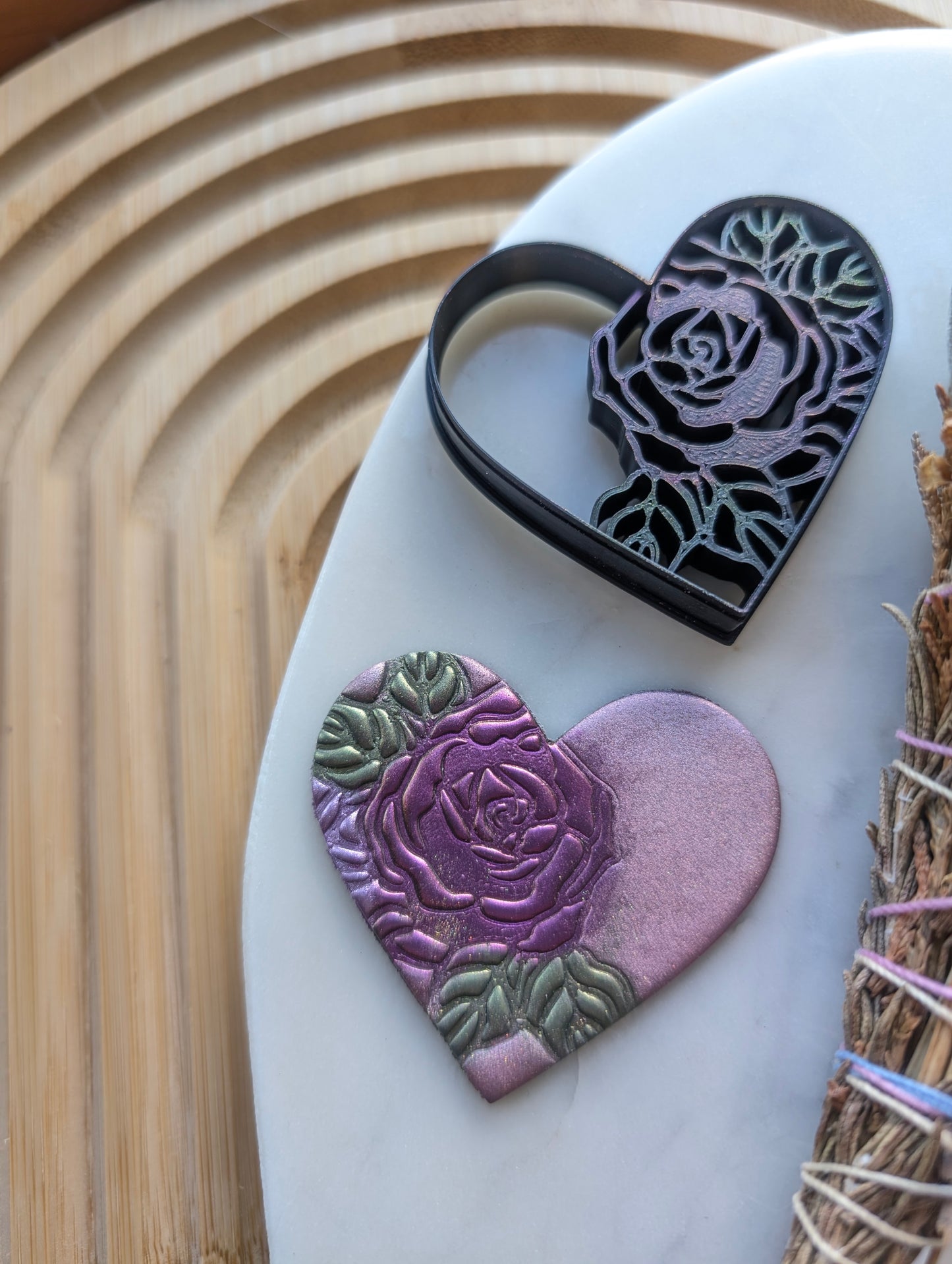 Tattoo Rose Print Heart Sharp Clay Cutter