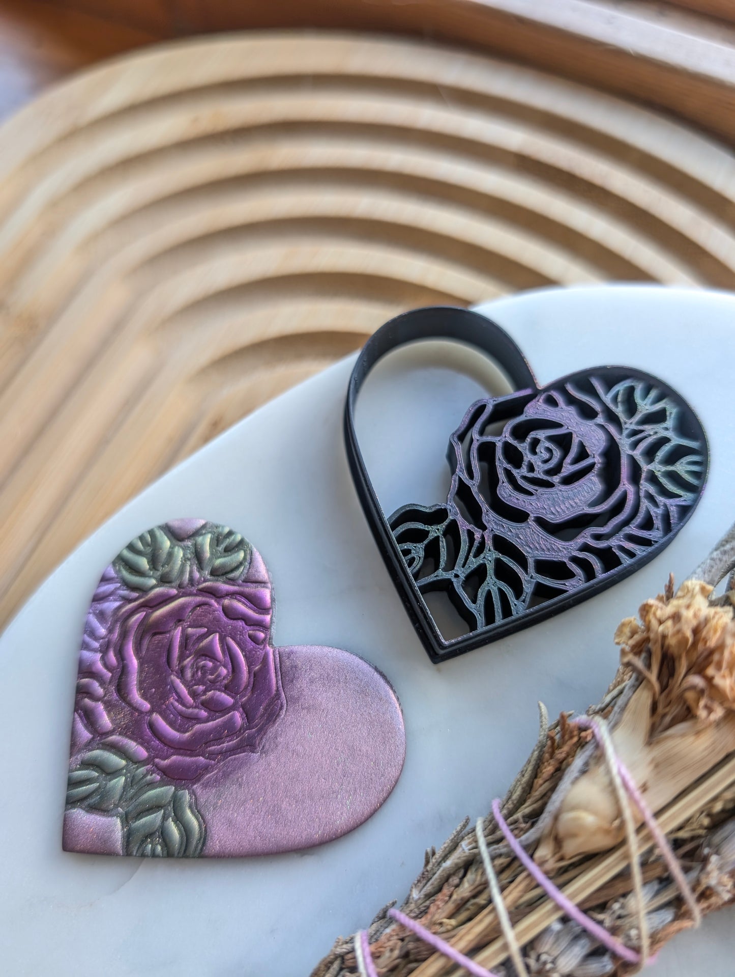 Tattoo Rose Print Heart Sharp Clay Cutter