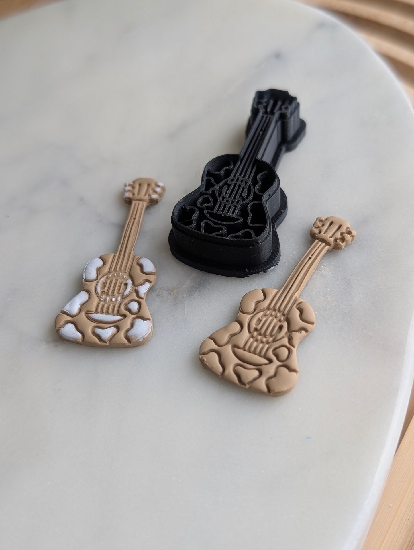 Cow Print Pattern Guitar Sharp Clay Cutter