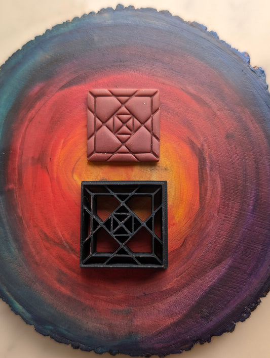 Quilt Square Pattern Inspired Squared Cross Corners - Embossed Sharp Clay Cutter