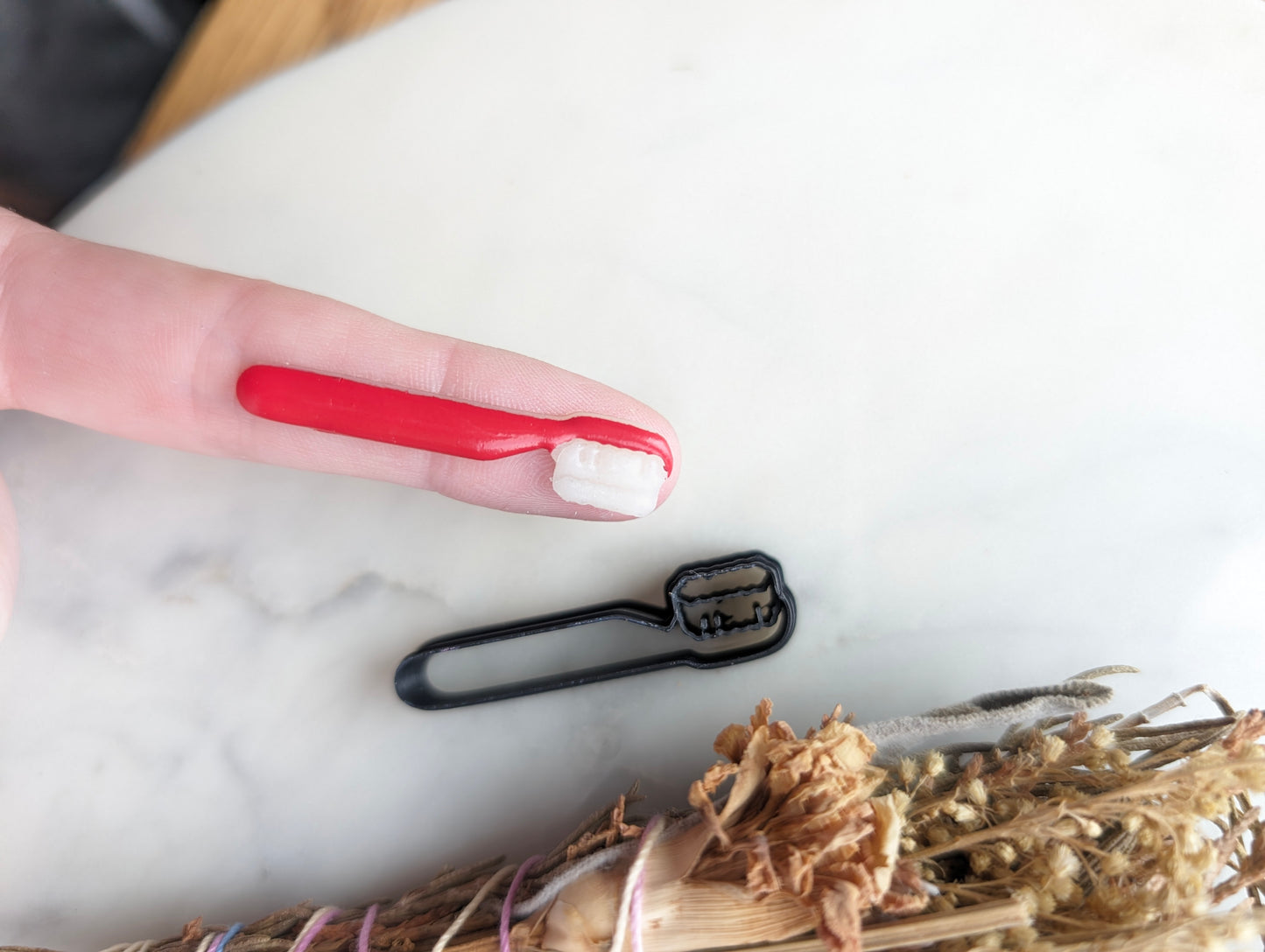 Tiny Toothbrush Embossed Sharp Clay Cutter