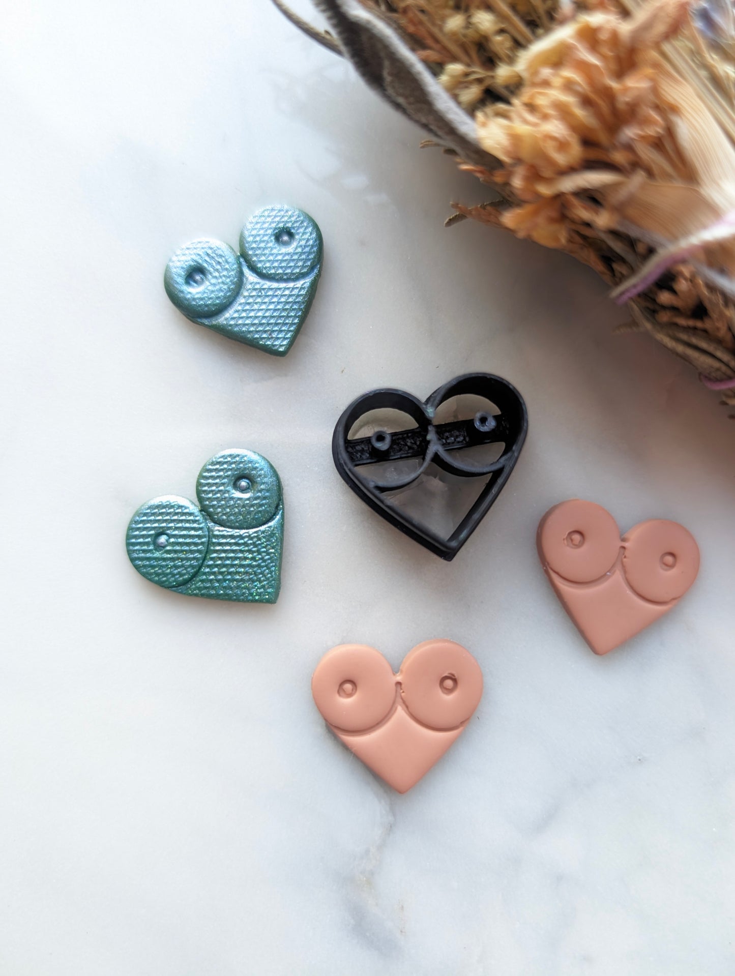 Smaller Boob Heart  - Embossed Sharp Clay Cutter