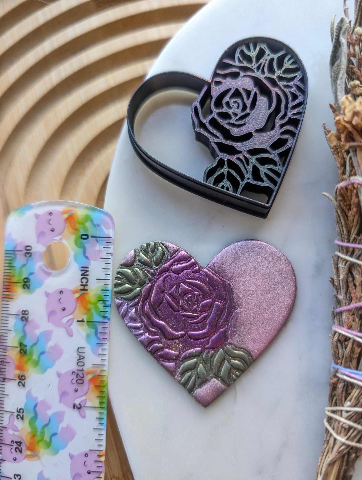 Tattoo Rose Print Heart Sharp Clay Cutter