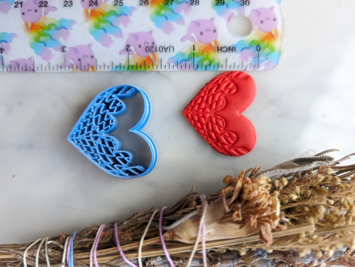 Fishnet Booty Heart Embossed Sharp Clay Cutter