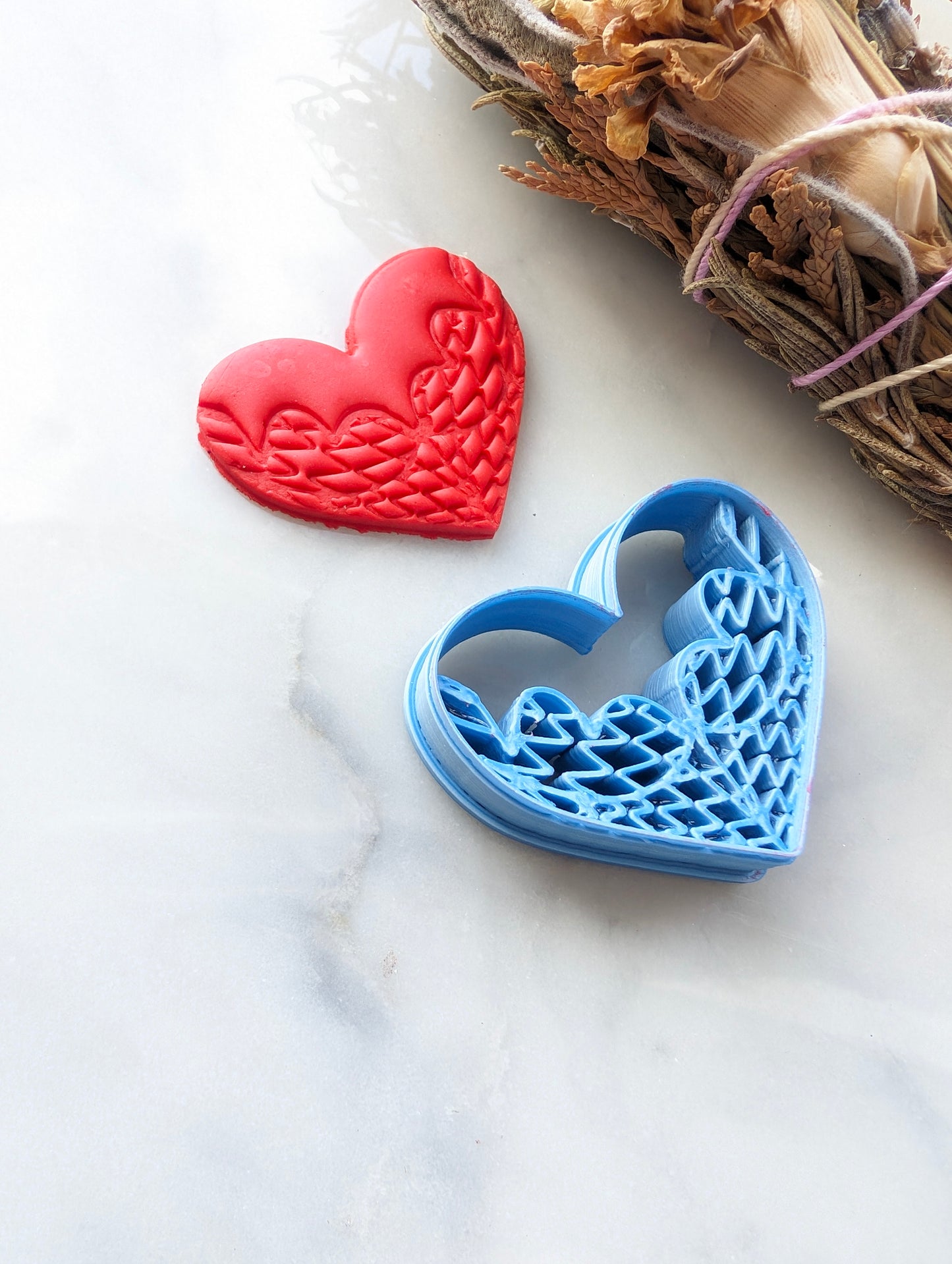 Fishnet Booty Heart Embossed Sharp Clay Cutter