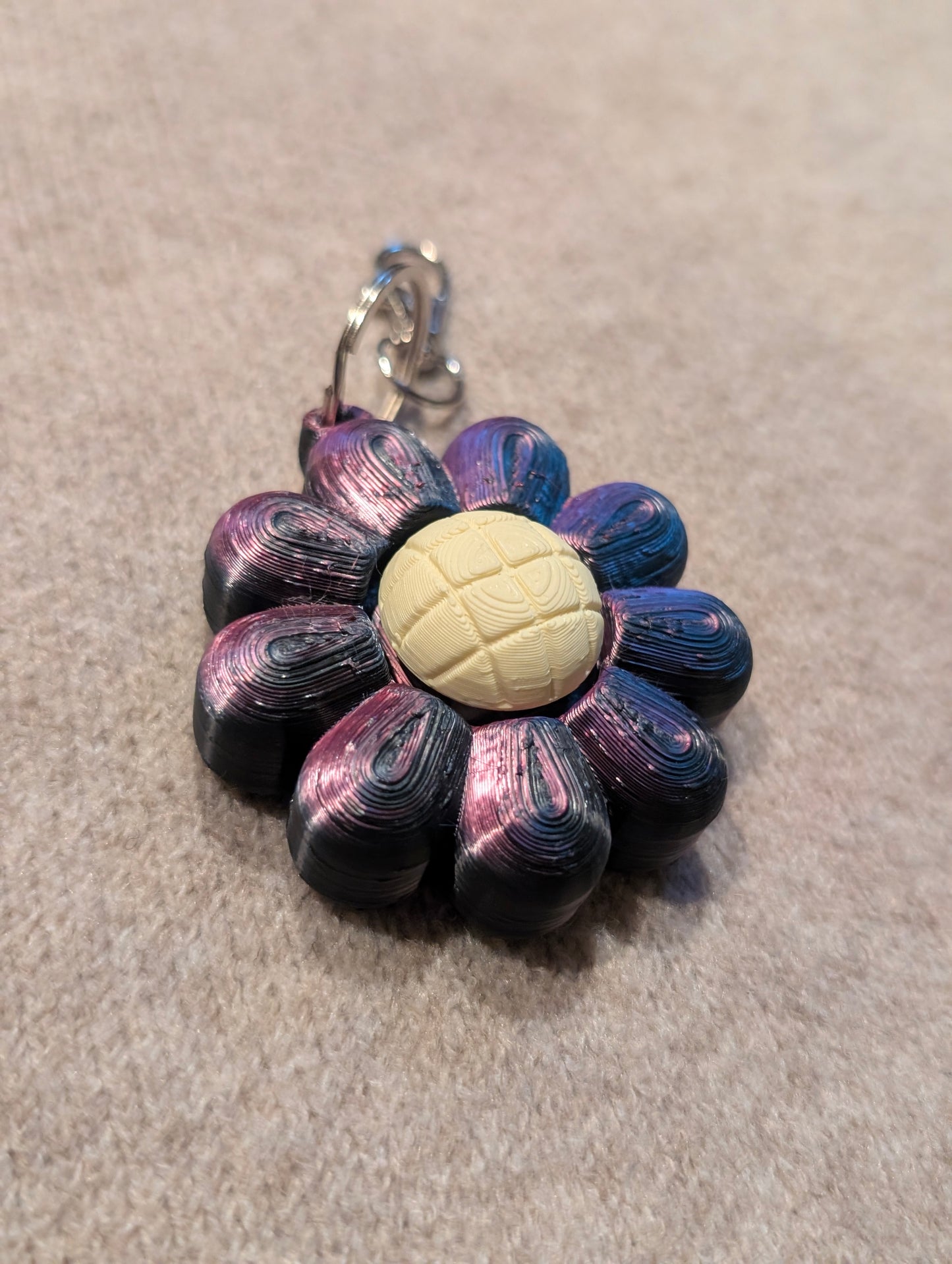 Purple Flower Clicker Keychain
