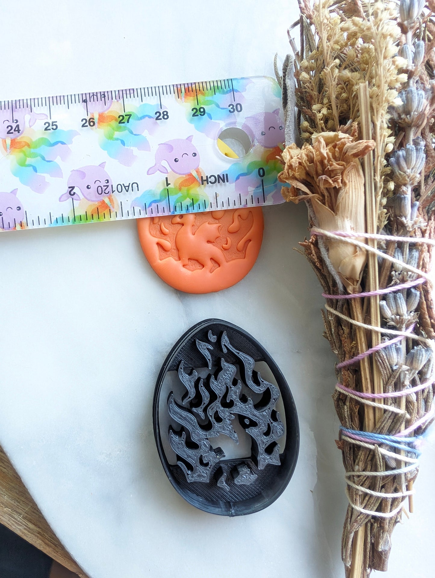 Fire and Dragon in Egg Shape Embossed Sharp Clay Cutter