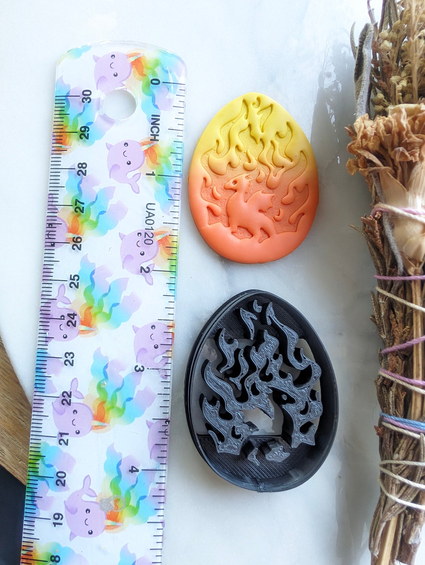 Fire and Dragon in Egg Shape Embossed Sharp Clay Cutter