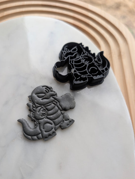 Kaiju Godzilla Blowing Smoke Embossed Sharp Cutter for Clay and More