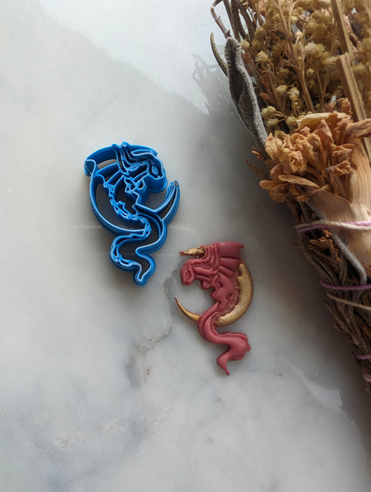 Dragon on Crescent Moon Sharp Clay Cutter