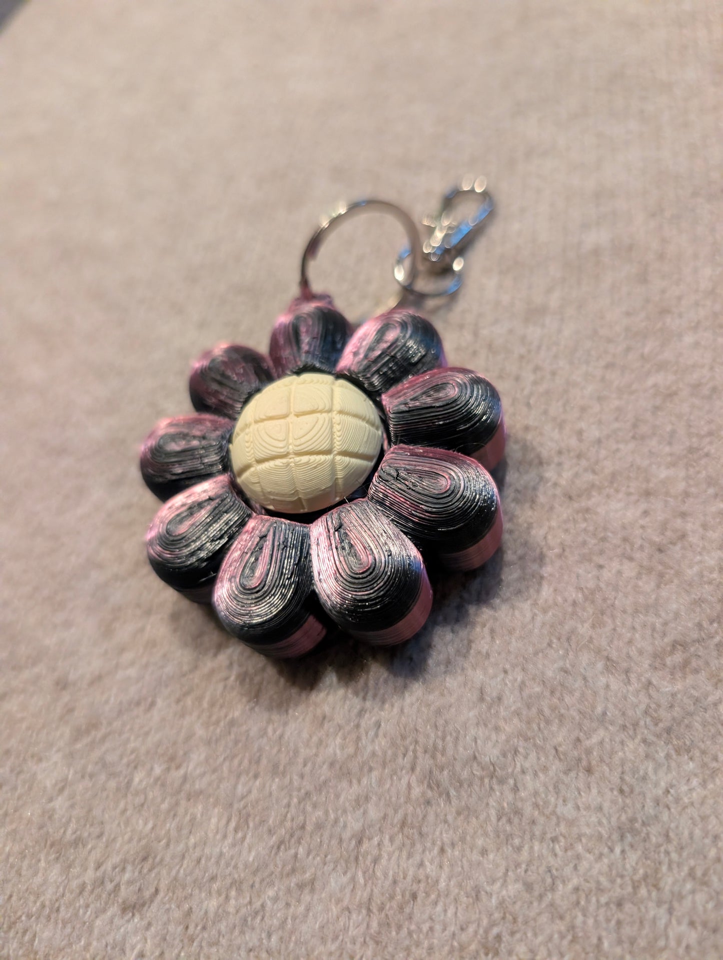 Purple Flower Clicker Keychain