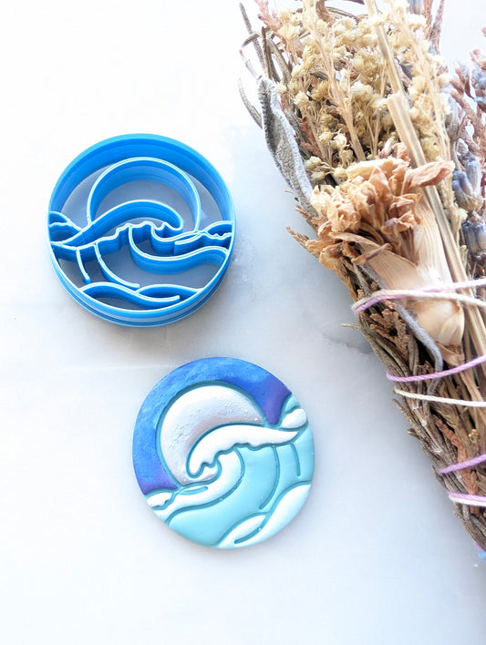 Ocean Waves with Moon or Sun Sharp Clay Cutter