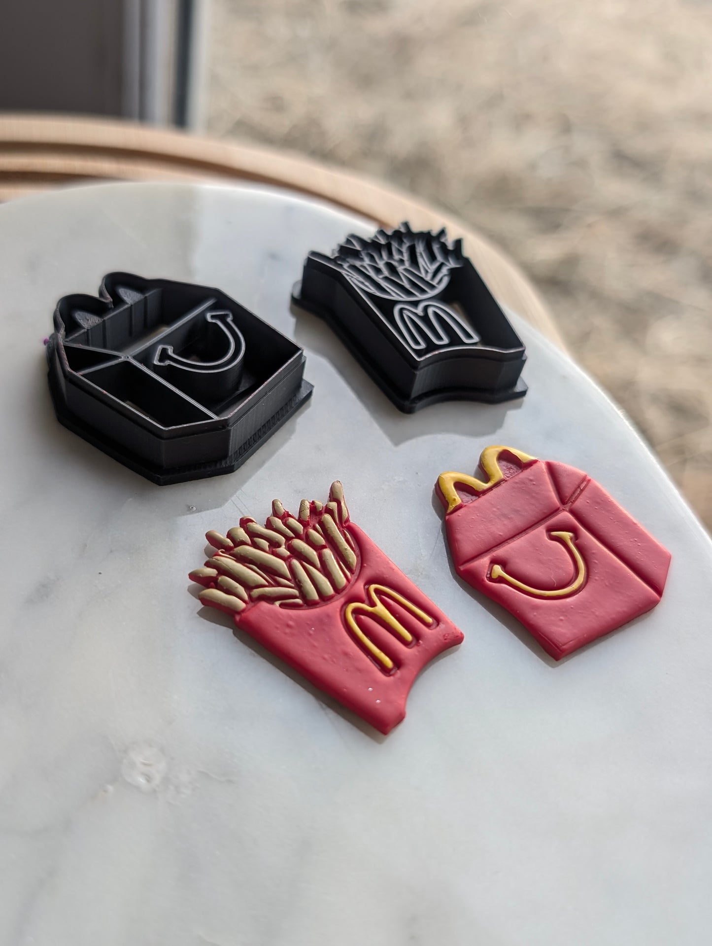 Smiling Meal and Fries Sharp Clay Cutter PAIR