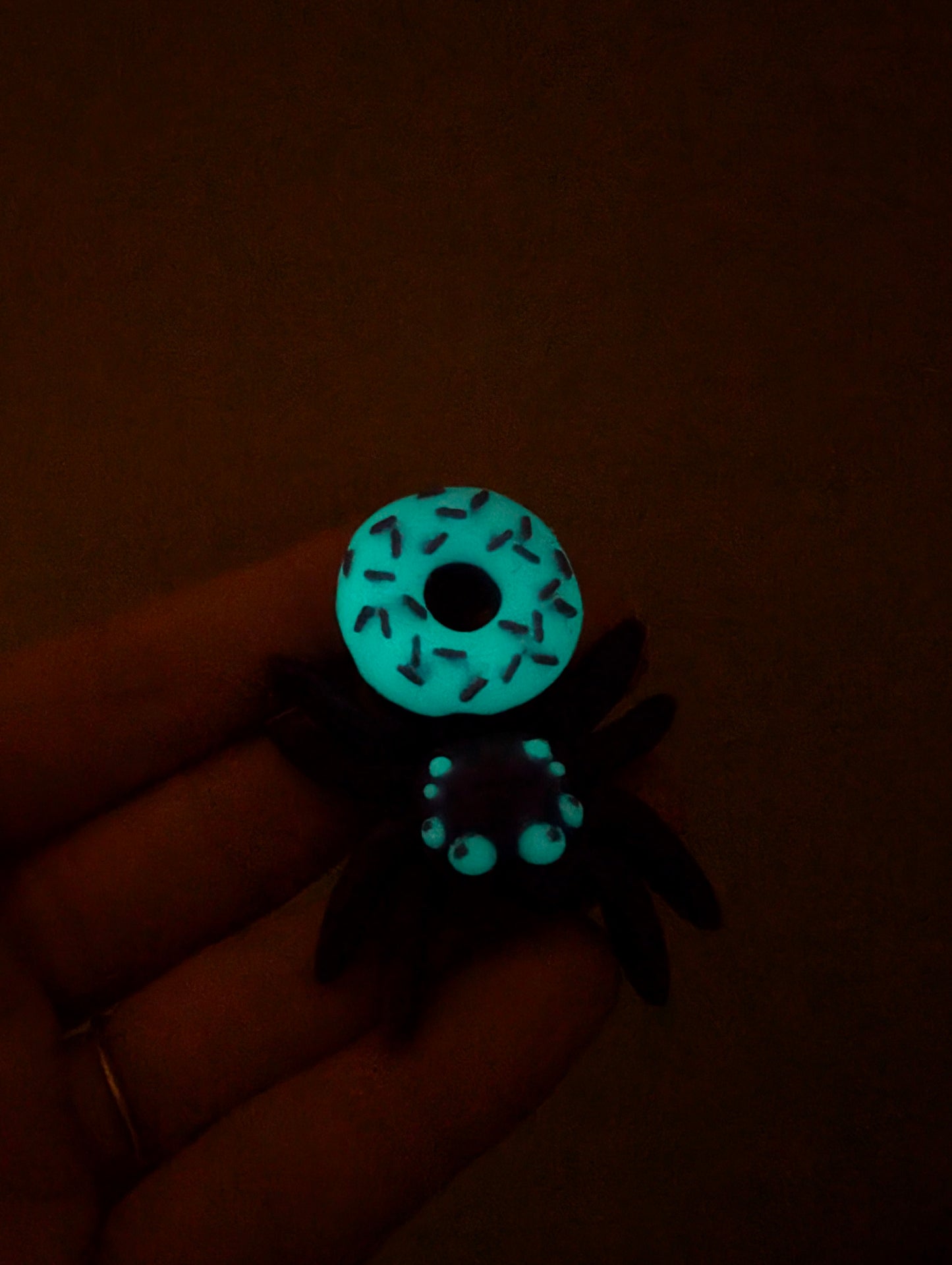 Purple Spider Donut with Glowing Blue Frosting and Violet Sprinkles Small Fidget