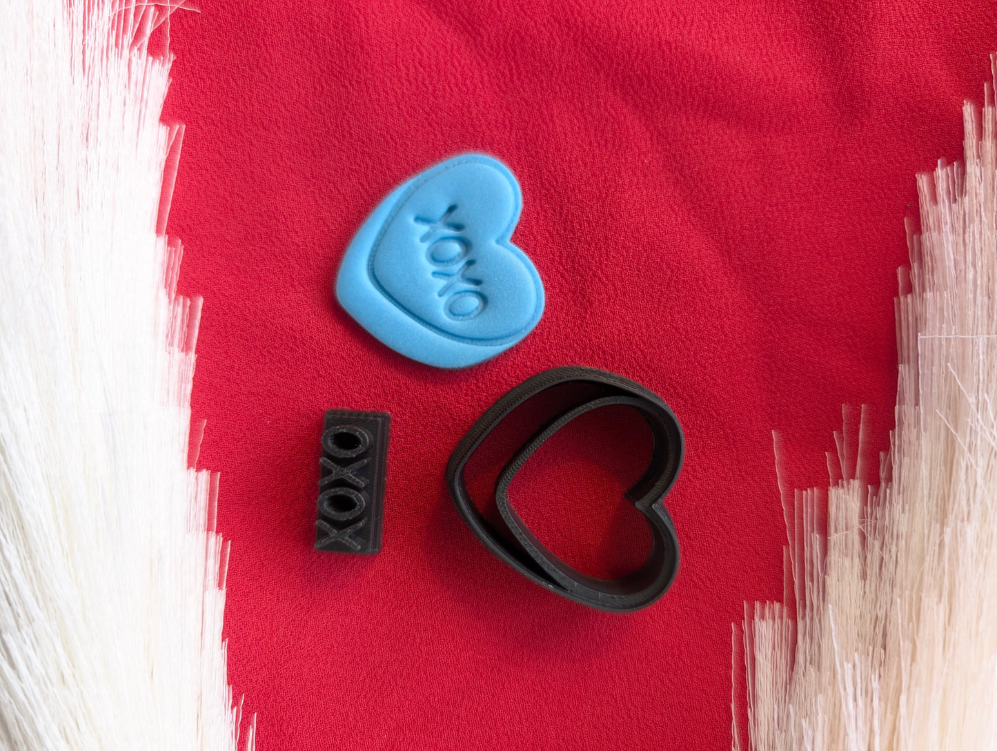 3D Heart Cutter with XOXO Stamper Cutter Sharp Clay Cutter