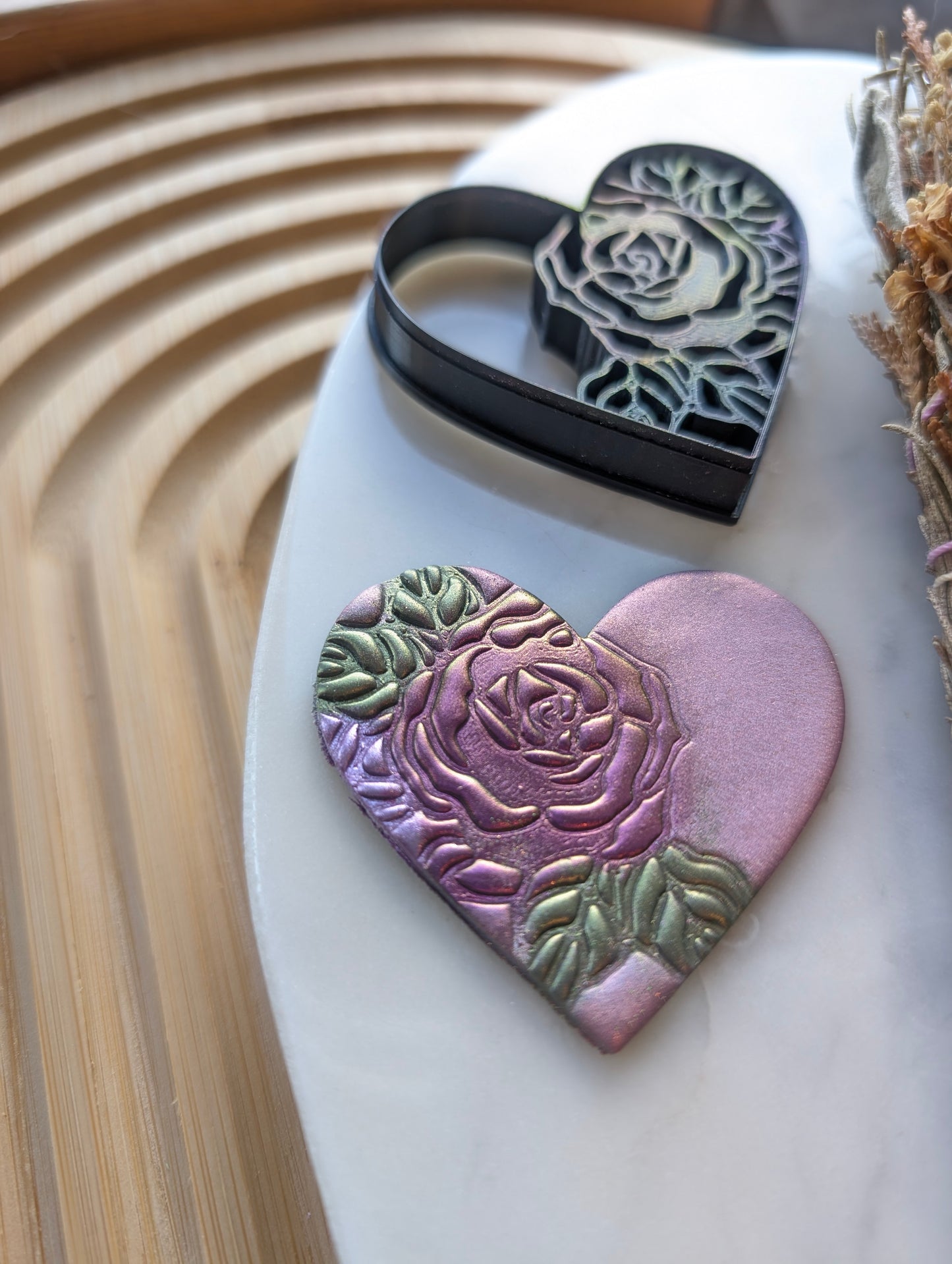 Tattoo Rose Print Heart Sharp Clay Cutter