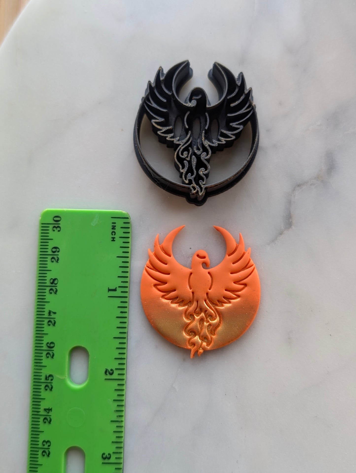 Phoenix Rising Over Moon -  Sharp Embossed Earring Clay Cutter