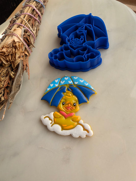 Duck on Bubble Cloud with Umbrella Sharp Clay Cutter
