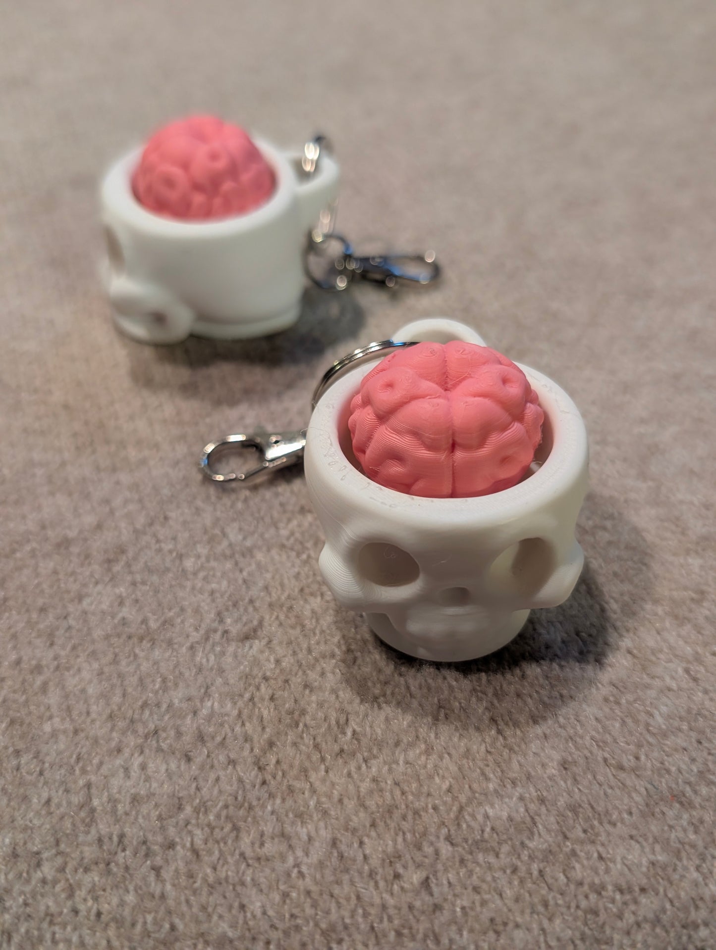 Skull with Clicker Brain Keychain