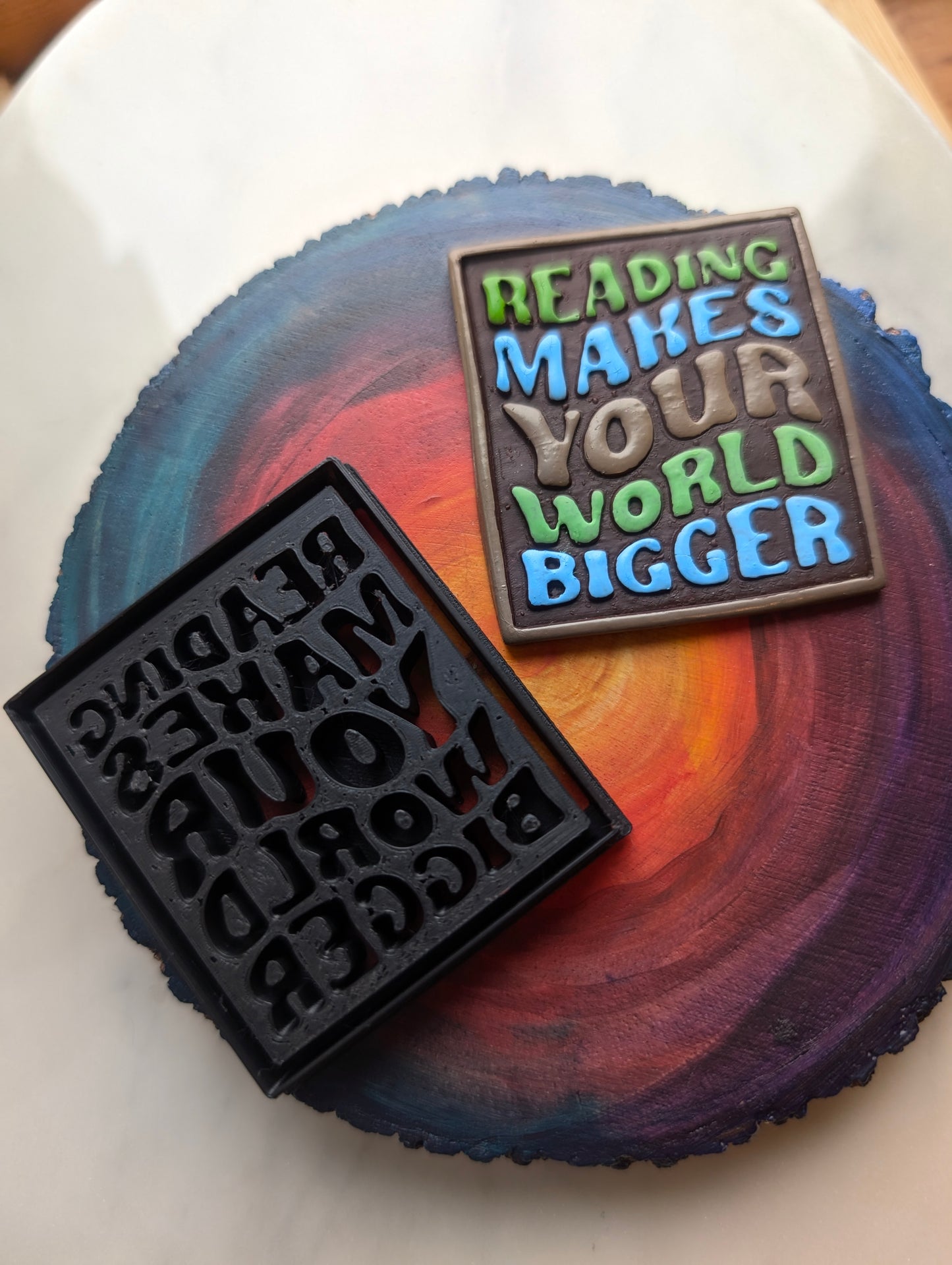 Reading Makes Your World Bigger Stylized Text Embossed Sharp Clay Cutter