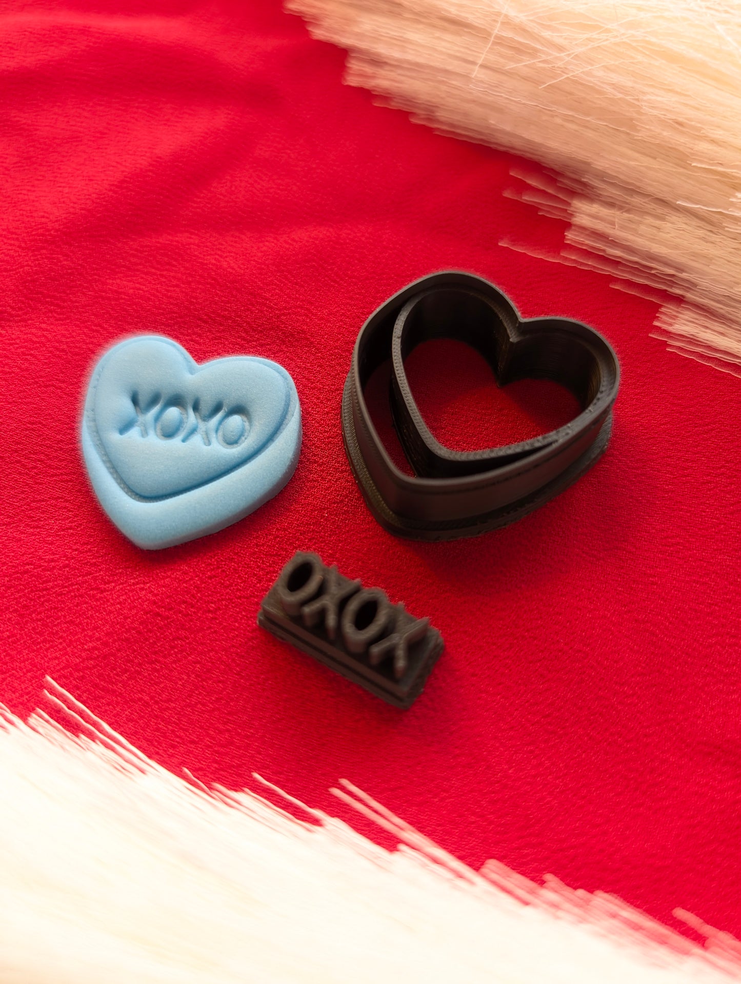 3D Heart Cutter with XOXO Stamper Cutter Sharp Clay Cutter