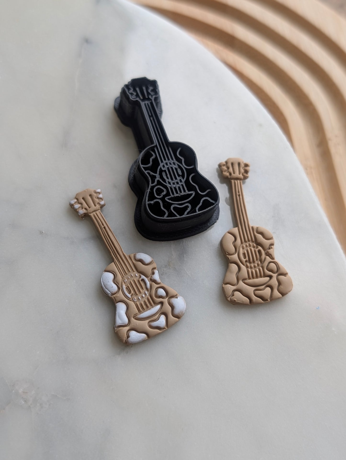 Cow Print Pattern Guitar Sharp Clay Cutter