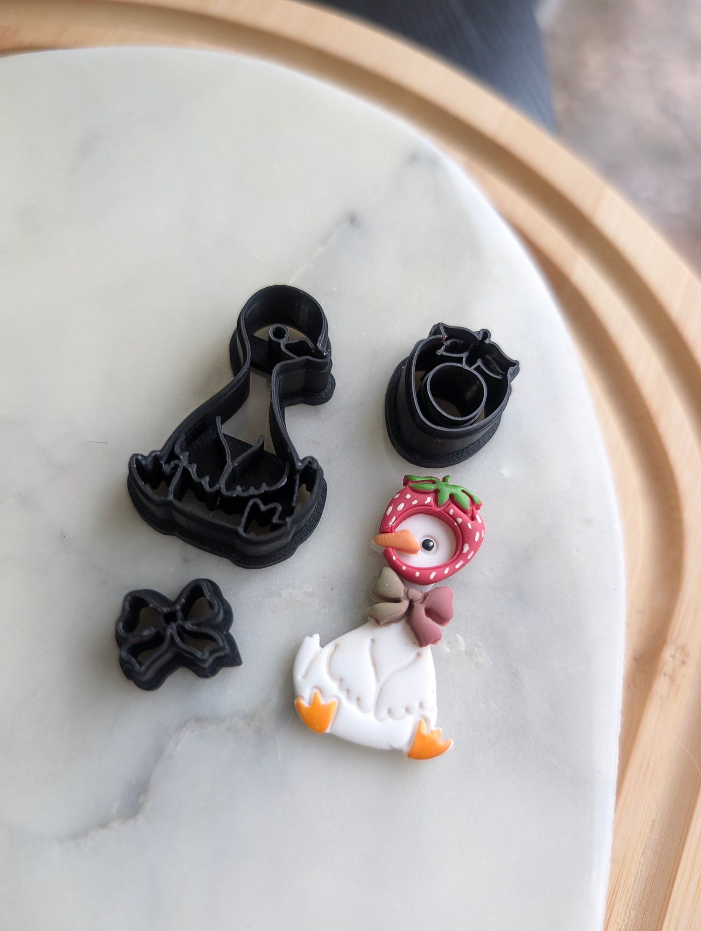 Goose Wearing a Strawberry Hat 3 Piece Sharp Clay Cutter
