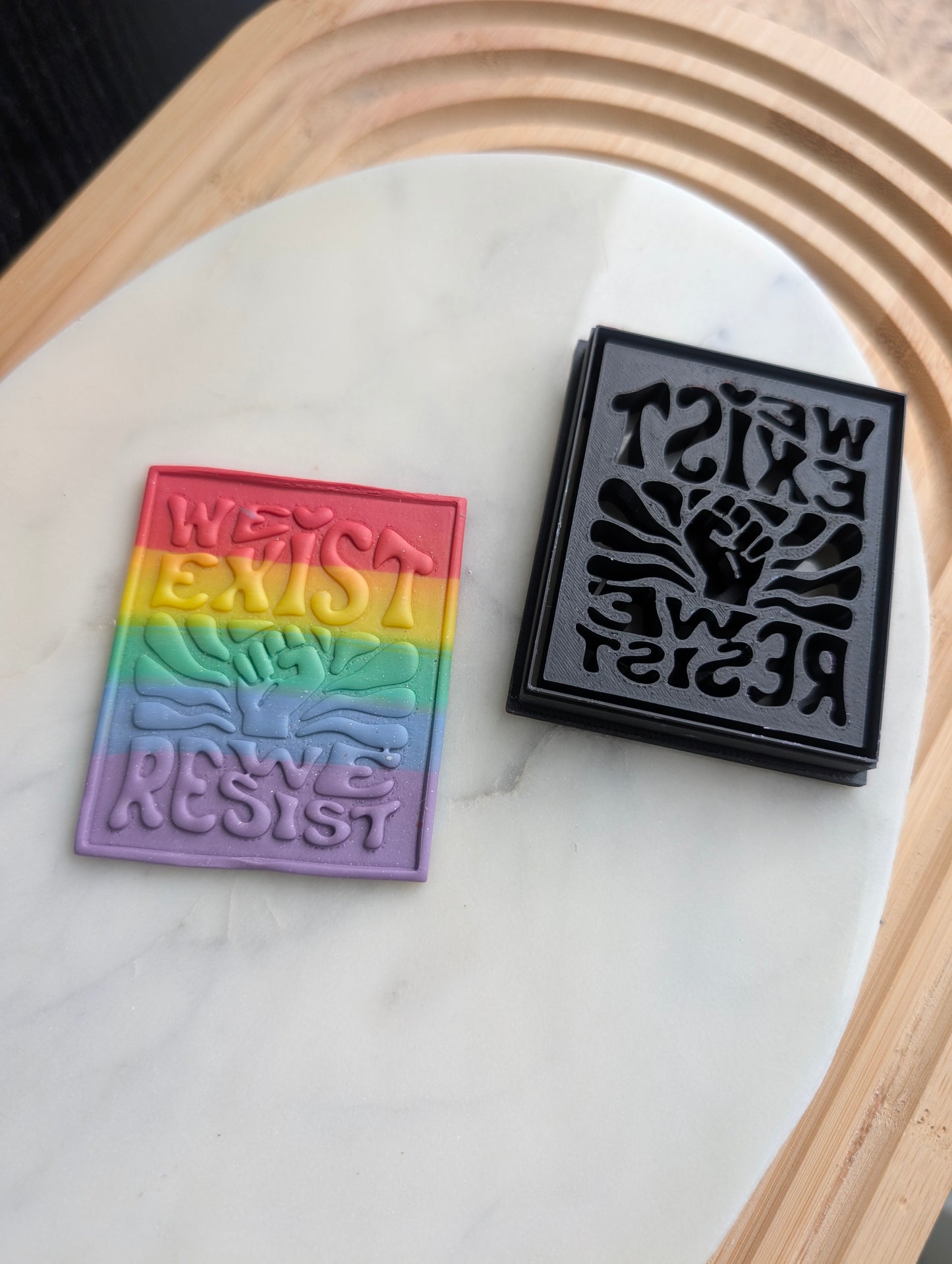 We Exist We Resist Text Embossed Sharp Cutter for Clay and More
