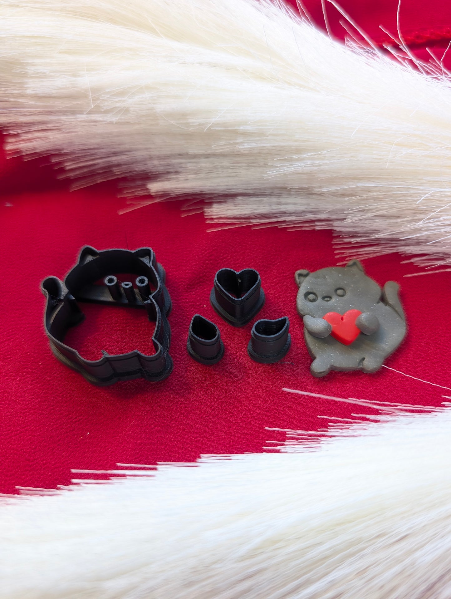 4-Piece Chubby Cat with Heart Clay Cutter (Advanced)