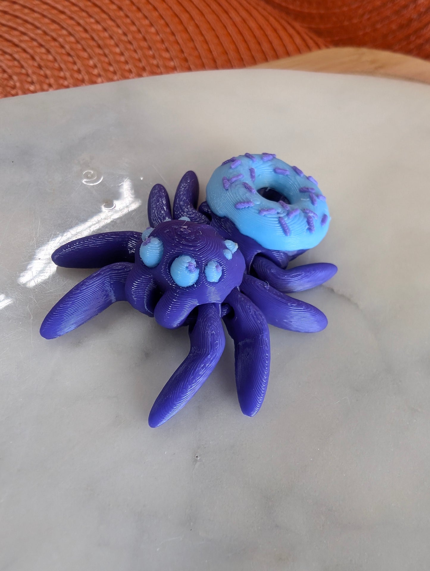 Purple Spider Donut with Glowing Blue Frosting and Violet Sprinkles Small Fidget